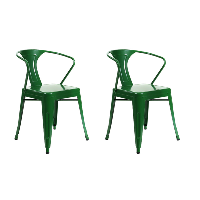 Industrial Dining Armchairs with Metal Legs Slat Back Dining Arm Chair for Coffee Bar