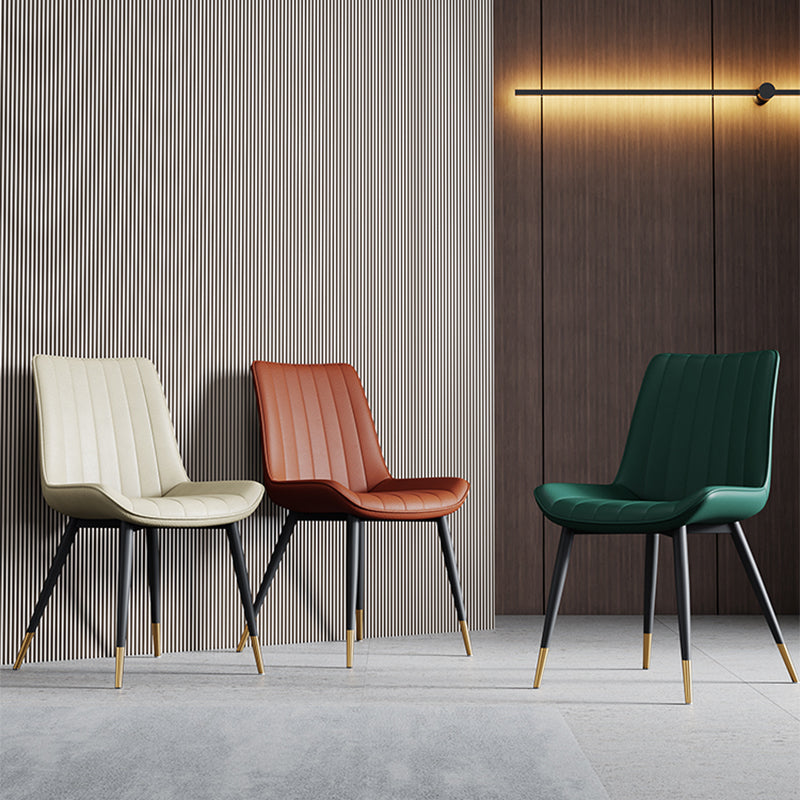 Home Scandinavian Arm Chair Upholstered Solid Back Metal Dining Room Chair
