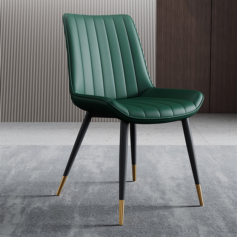 Home Scandinavian Arm Chair Upholstered Solid Back Metal Dining Room Chair