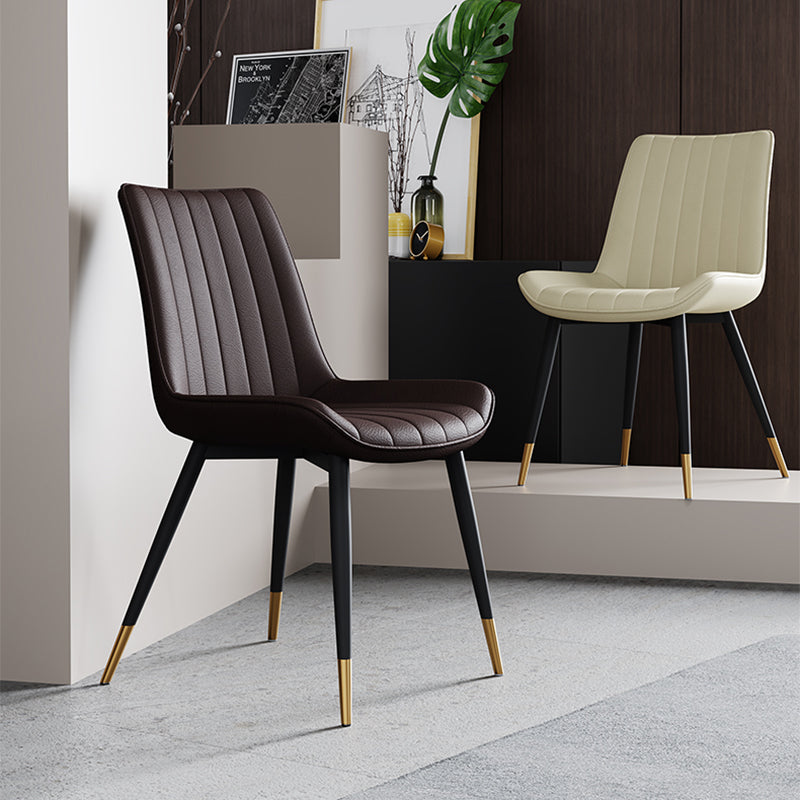 Home Scandinavian Arm Chair Upholstered Solid Back Metal Dining Room Chair