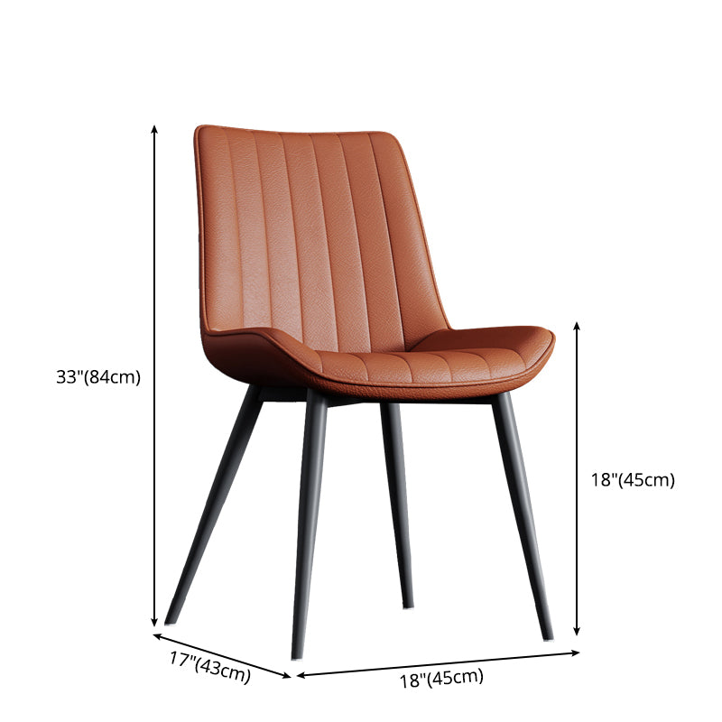 Home Scandinavian Arm Chair Upholstered Solid Back Metal Dining Room Chair