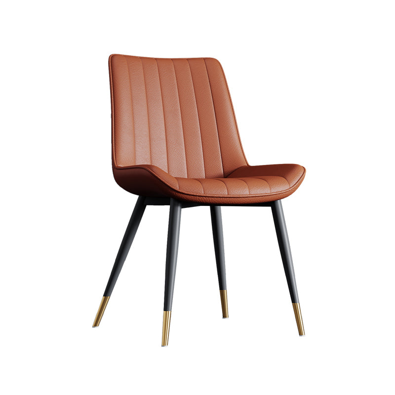 Home Scandinavian Arm Chair Upholstered Solid Back Metal Dining Room Chair