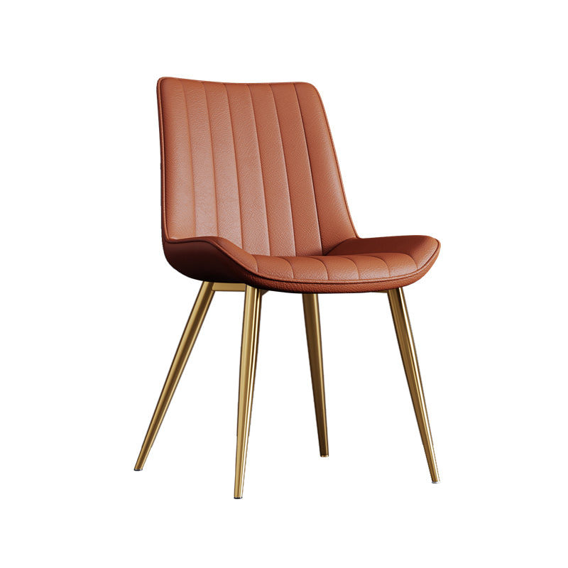 Home Scandinavian Arm Chair Upholstered Solid Back Metal Dining Room Chair