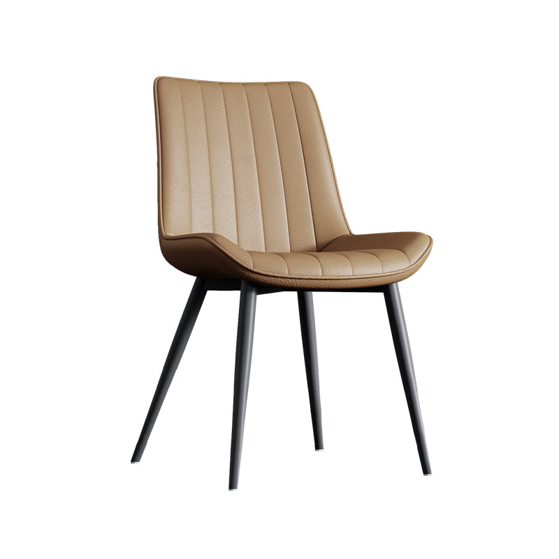 Home Scandinavian Arm Chair Upholstered Solid Back Metal Dining Room Chair