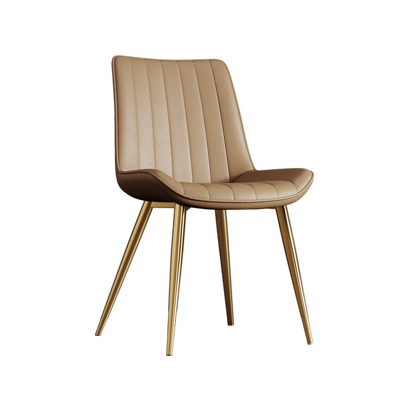 Home Scandinavian Arm Chair Upholstered Solid Back Metal Dining Room Chair