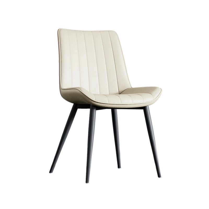 Home Scandinavian Arm Chair Upholstered Solid Back Metal Dining Room Chair