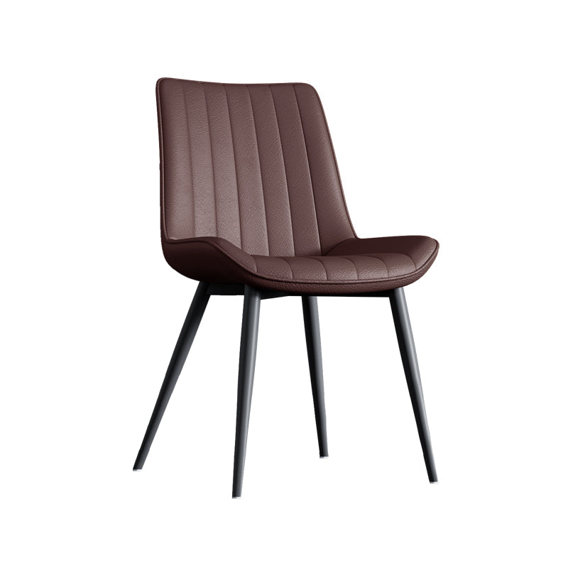 Home Scandinavian Arm Chair Upholstered Solid Back Metal Dining Room Chair