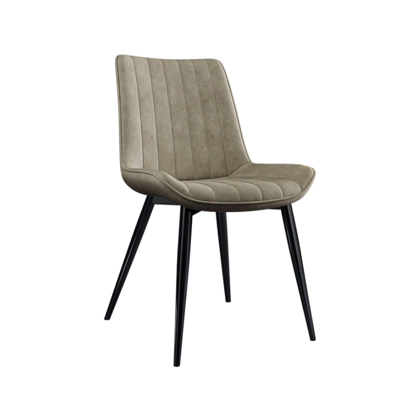 Home Scandinavian Arm Chair Upholstered Solid Back Metal Dining Room Chair