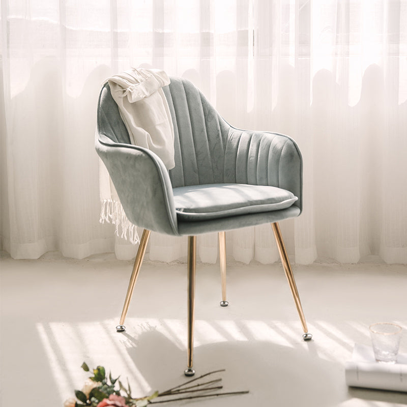 Scandinavian Style Upholstered Side Chairs Solid Back Arm Dining Chairs for Home Use