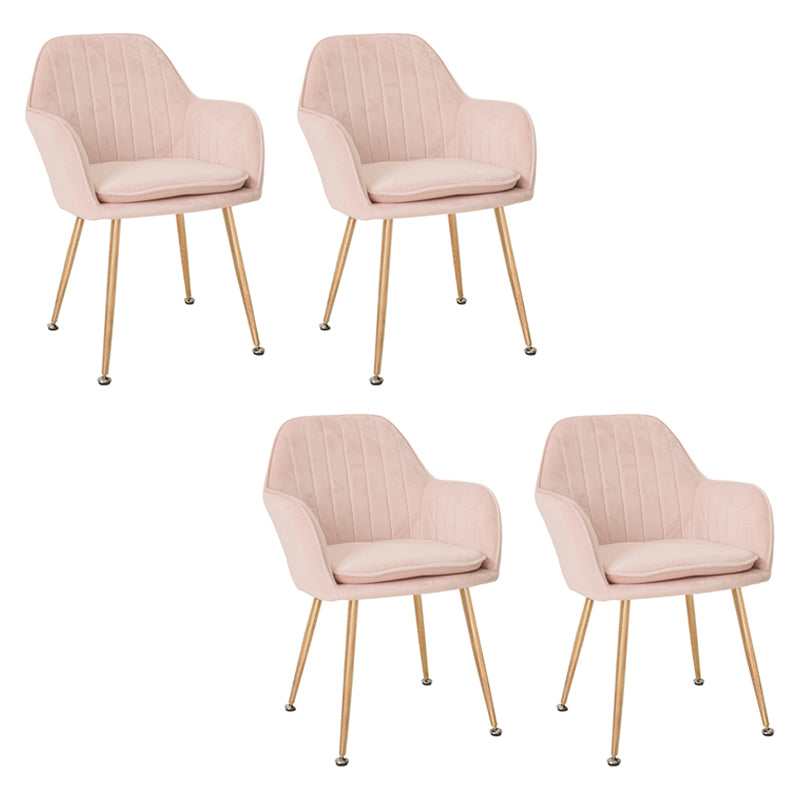 Scandinavian Style Upholstered Side Chairs Solid Back Arm Dining Chairs for Home Use