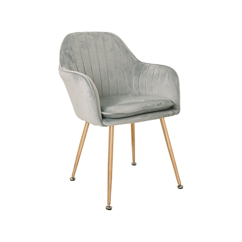 Scandinavian Style Upholstered Side Chairs Solid Back Arm Dining Chairs for Home Use