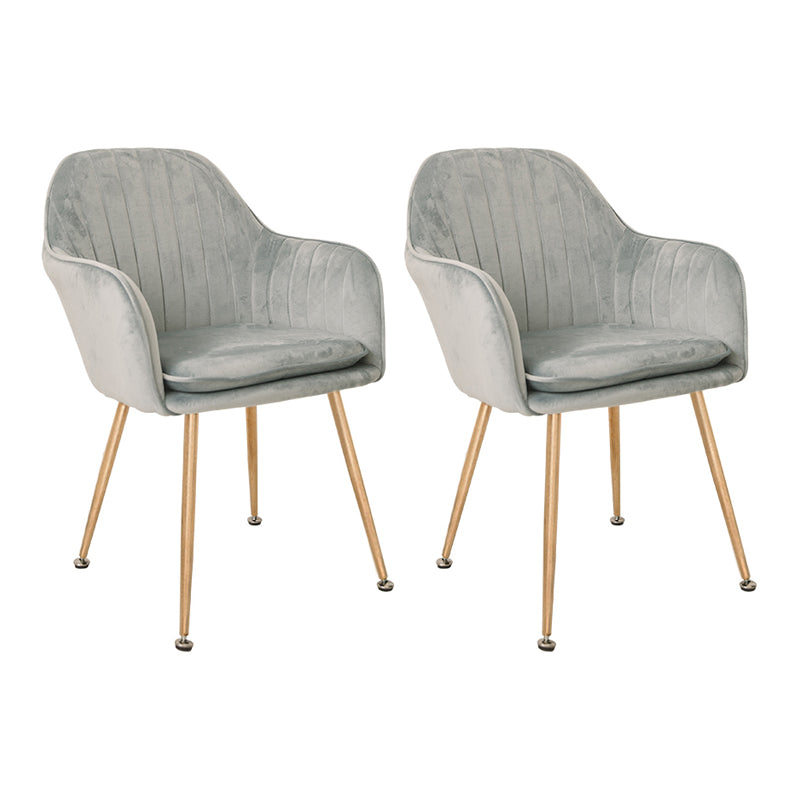 Scandinavian Style Upholstered Side Chairs Solid Back Arm Dining Chairs for Home Use