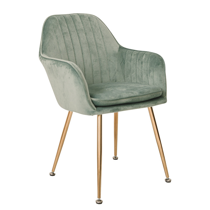 Scandinavian Style Upholstered Side Chairs Solid Back Arm Dining Chairs for Home Use