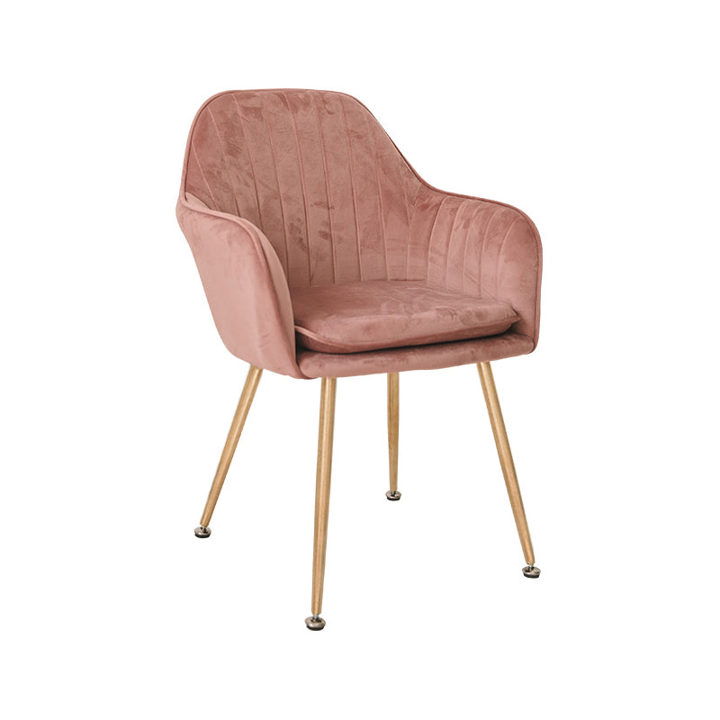 Scandinavian Style Upholstered Side Chairs Solid Back Arm Dining Chairs for Home Use