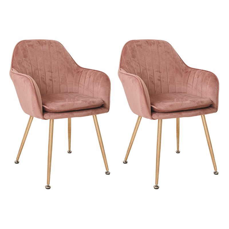 Scandinavian Style Upholstered Side Chairs Solid Back Arm Dining Chairs for Home Use