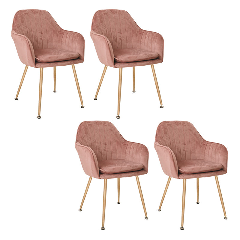 Scandinavian Style Upholstered Side Chairs Solid Back Arm Dining Chairs for Home Use