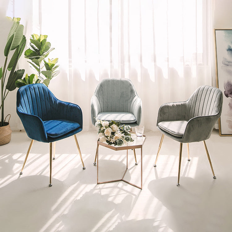 Scandinavian Style Upholstered Side Chairs Solid Back Arm Dining Chairs for Home Use