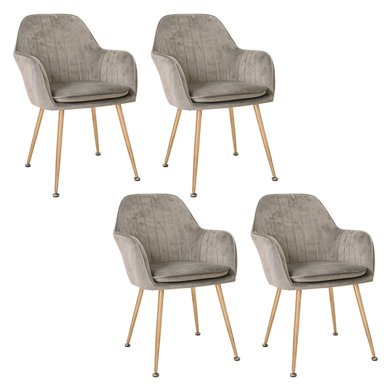 Scandinavian Style Upholstered Side Chairs Solid Back Arm Dining Chairs for Home Use