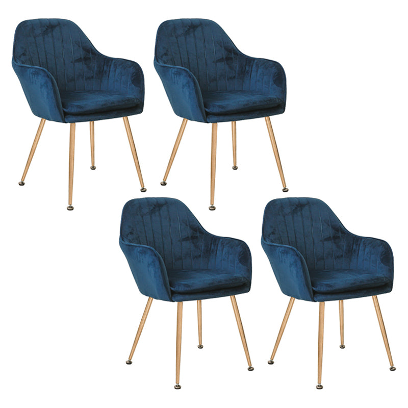 Scandinavian Style Upholstered Side Chairs Solid Back Arm Dining Chairs for Home Use
