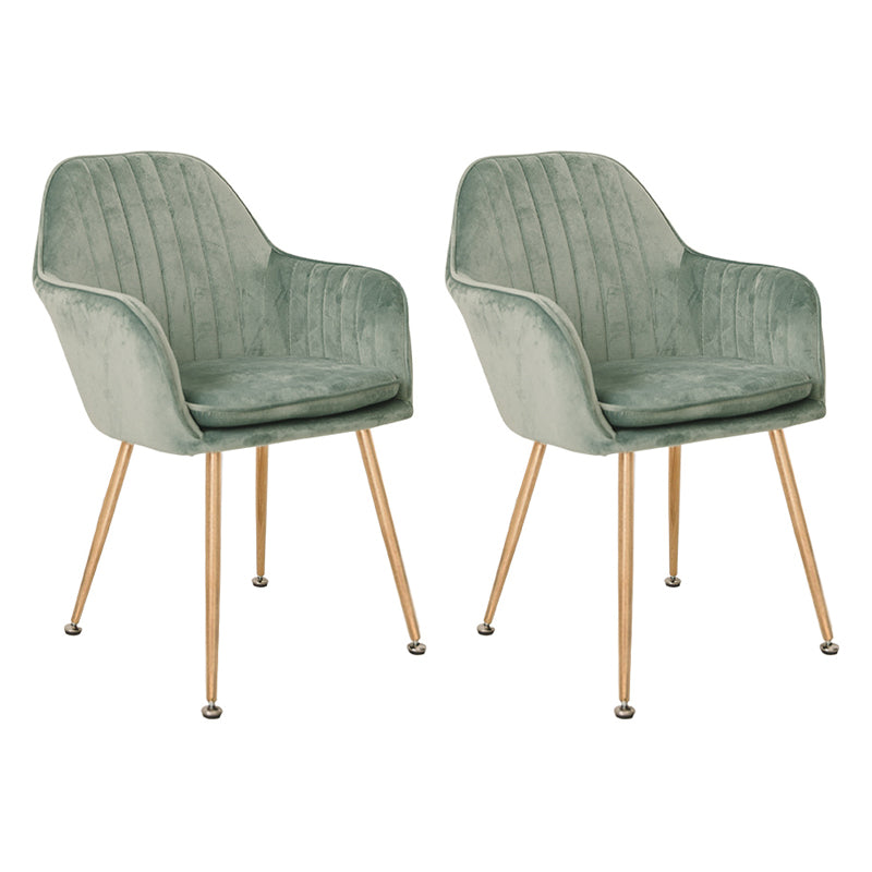 Scandinavian Style Upholstered Side Chairs Solid Back Arm Dining Chairs for Home Use