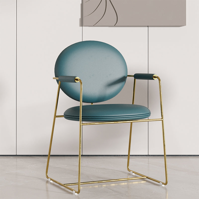 Glam Style Dining Side Chair Open Back Luxury Upholstered Dining Single Chair