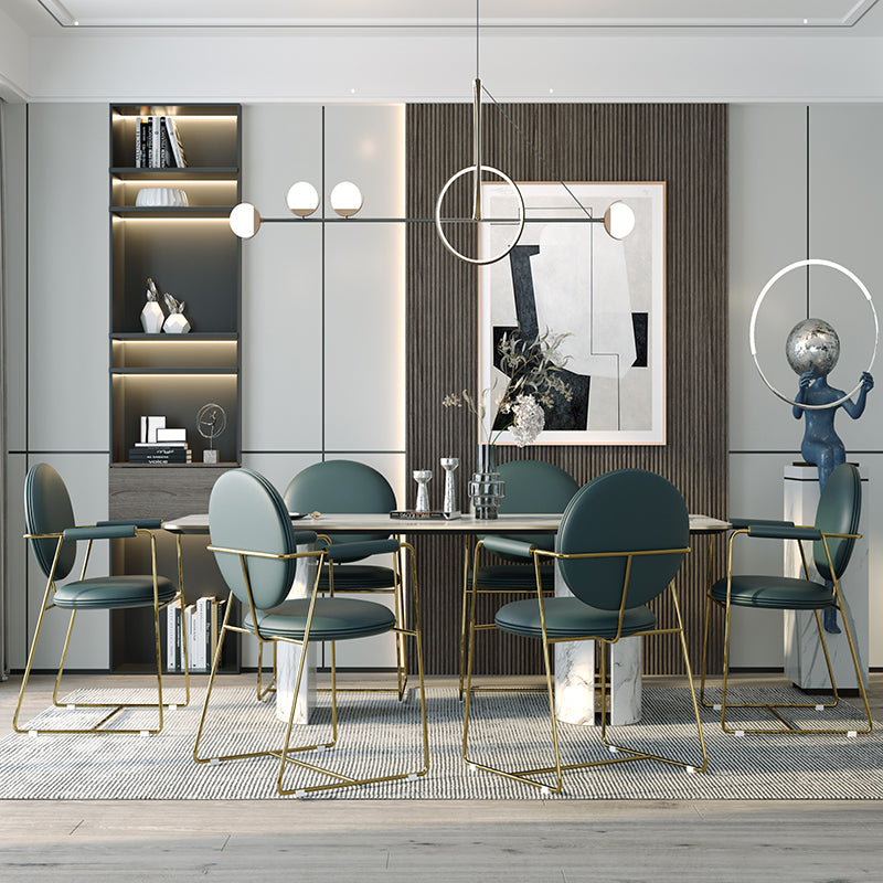 Glam Style Dining Side Chair Open Back Luxury Upholstered Dining Single Chair
