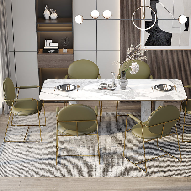 Glam Style Dining Side Chair Open Back Luxury Upholstered Dining Single Chair
