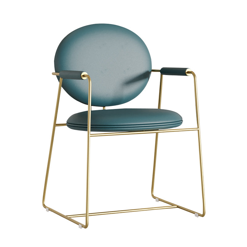 Glam Style Dining Side Chair Open Back Luxury Upholstered Dining Single Chair