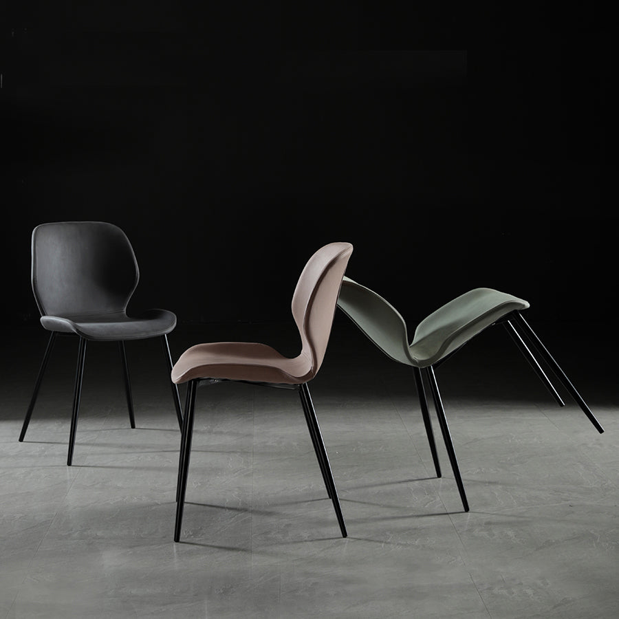 Chaise de salle à manger en tissu de lin de style scandinave Chaises de salle à manger sans accoudoirs à dossier solide (Ensemble de 2)