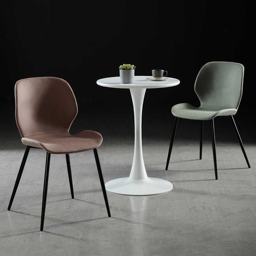 Chaise de salle à manger en tissu de lin de style scandinave Chaises de salle à manger sans accoudoirs à dossier solide (Ensemble de 2)