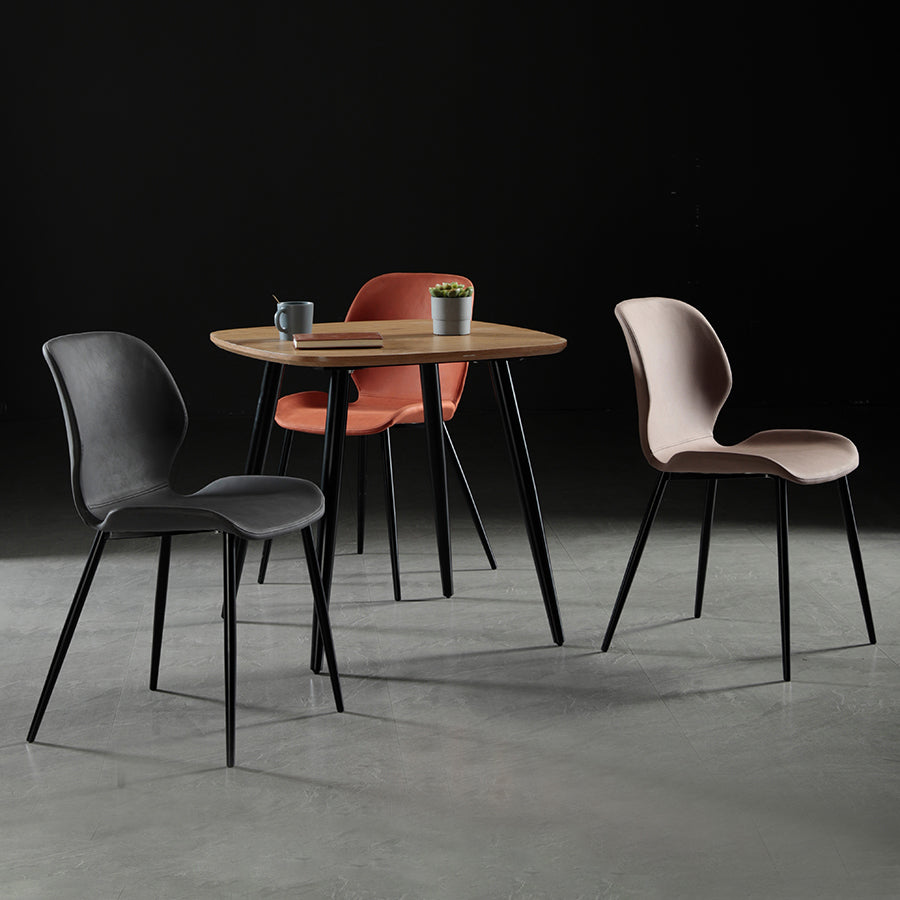 Chaise de salle à manger en tissu de lin de style scandinave Chaises de salle à manger sans accoudoirs à dossier solide (Ensemble de 2)