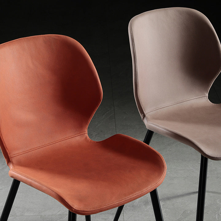 Chaise de salle à manger en tissu de lin de style scandinave Chaises de salle à manger sans accoudoirs à dossier solide (Ensemble de 2)