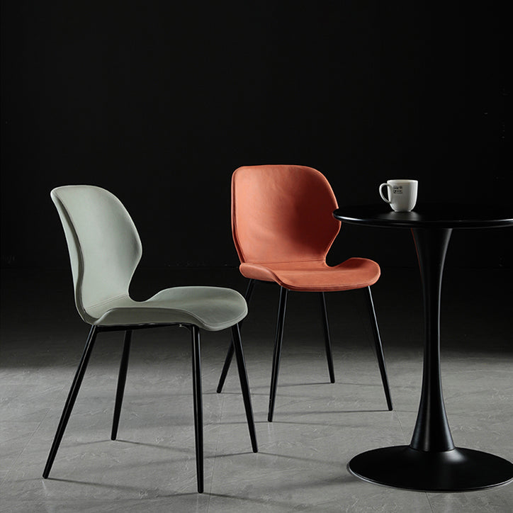 Chaise de salle à manger en tissu de lin de style scandinave Chaises de salle à manger sans accoudoirs à dossier solide (Ensemble de 2)