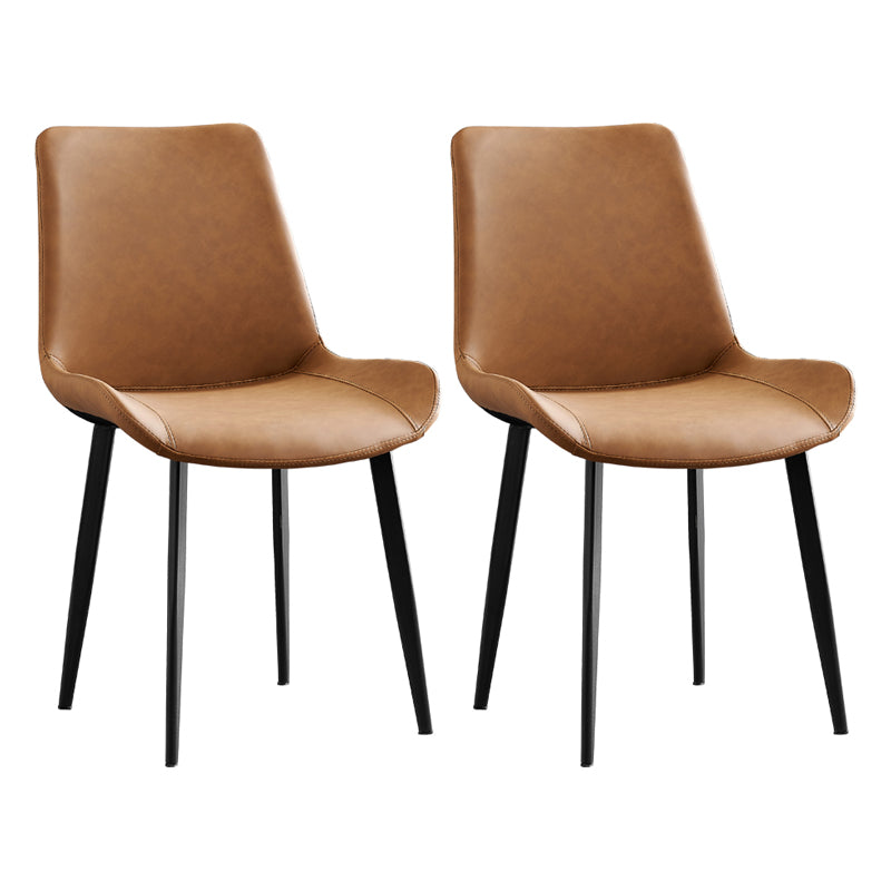 Contemporary Metal Dining Room Chairs Leather Dining Armless Chairs for Indoor Use