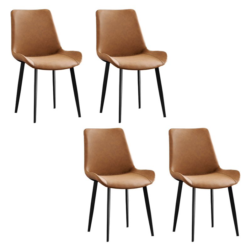 Contemporary Metal Dining Room Chairs Leather Dining Armless Chairs for Indoor Use