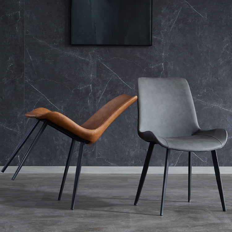 Contemporary Metal Dining Room Chairs Leather Dining Armless Chairs for Indoor Use