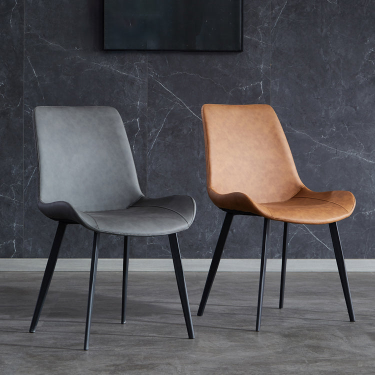 Contemporary Metal Dining Room Chairs Leather Dining Armless Chairs for Indoor Use
