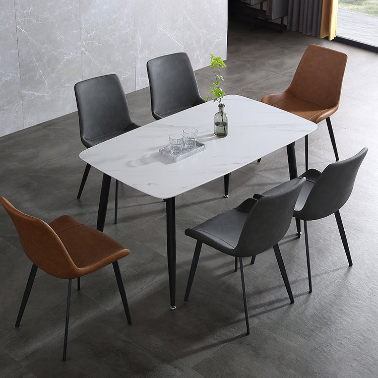 Contemporary Metal Dining Room Chairs Leather Dining Armless Chairs for Indoor Use