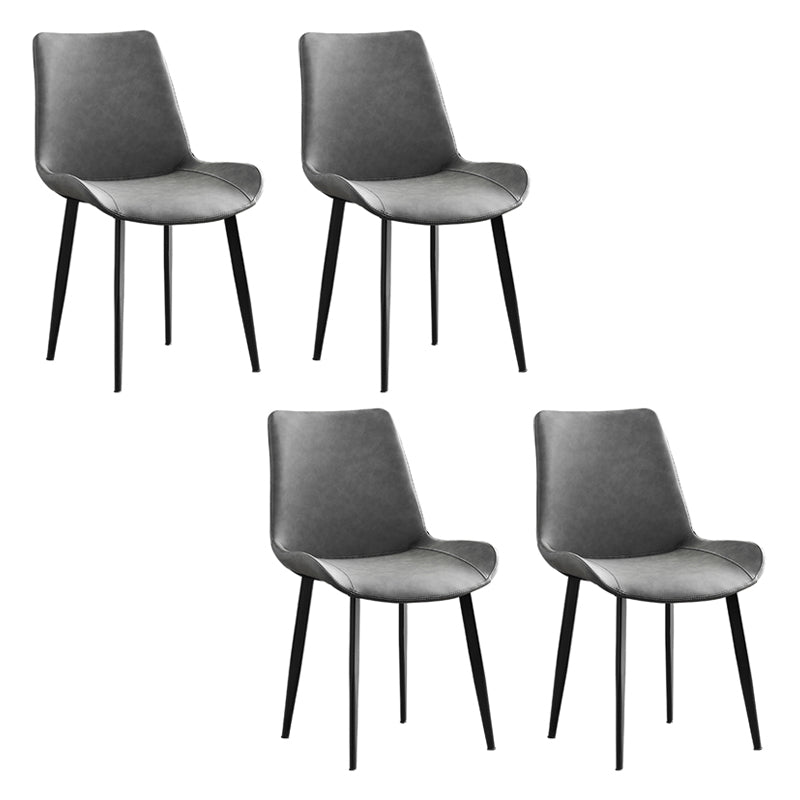 Contemporary Metal Dining Room Chairs Leather Dining Armless Chairs for Indoor Use