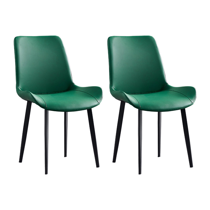 Contemporary Metal Dining Room Chairs Leather Dining Armless Chairs for Indoor Use