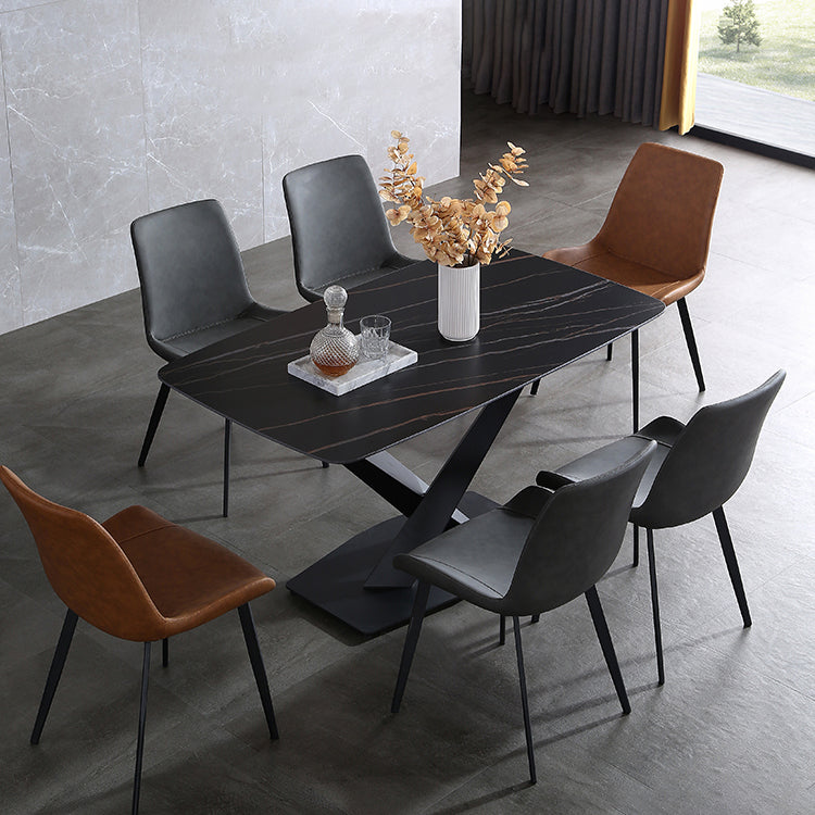 Contemporary Metal Dining Room Chairs Leather Dining Armless Chairs for Indoor Use