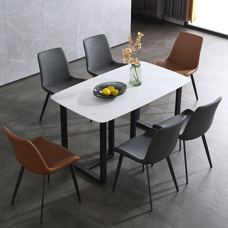 Contemporary Metal Dining Room Chairs Leather Dining Armless Chairs for Indoor Use