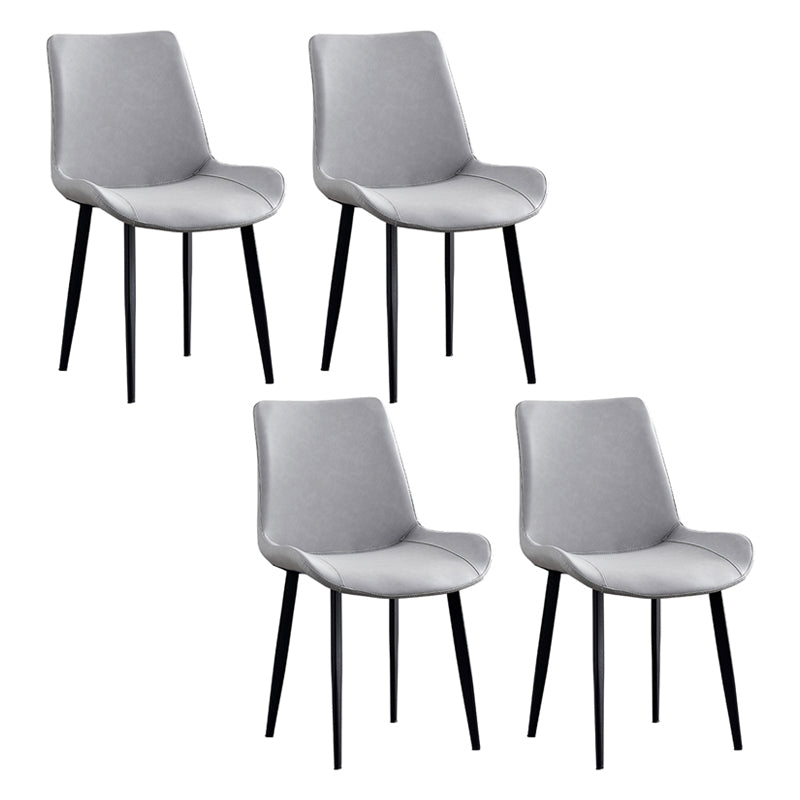 Contemporary Metal Dining Room Chairs Leather Dining Armless Chairs for Indoor Use