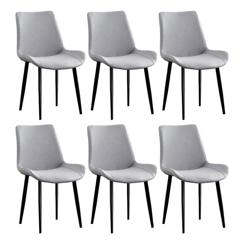 Contemporary Metal Dining Room Chairs Leather Dining Armless Chairs for Indoor Use