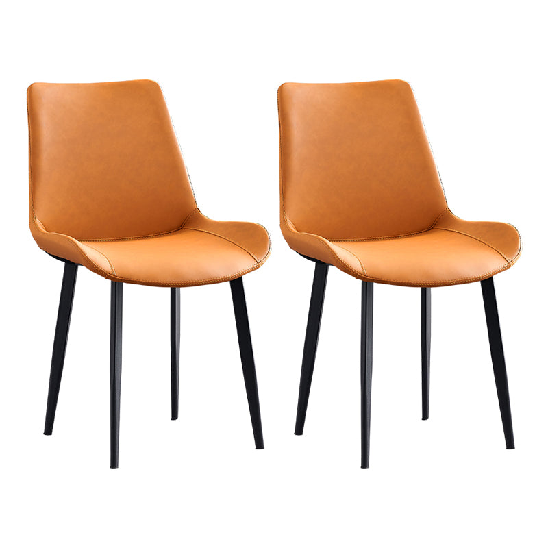 Contemporary Metal Dining Room Chairs Leather Dining Armless Chairs for Indoor Use