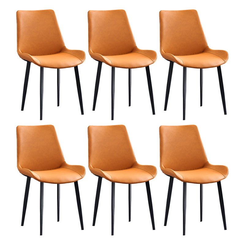 Contemporary Metal Dining Room Chairs Leather Dining Armless Chairs for Indoor Use