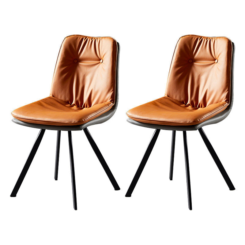 Chaises de salle à manger en cuir de style scandinave, chaise rembourrée à dossier solide pour un usage domestique (Ensemble de 2)