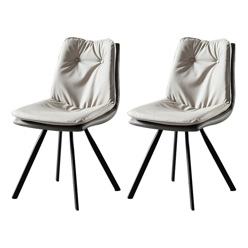 Chaises de salle à manger en cuir de style scandinave, chaise rembourrée à dossier solide pour un usage domestique (Ensemble de 2)