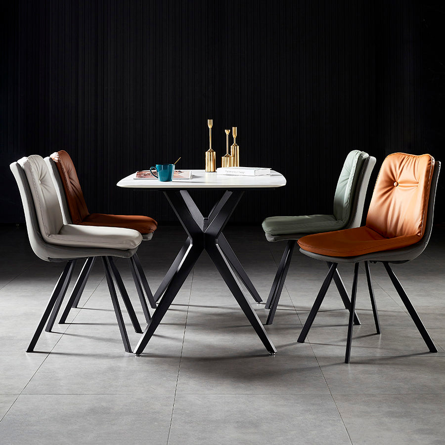 Chaises de salle à manger en cuir de style scandinave, chaise rembourrée à dossier solide pour un usage domestique (Ensemble de 2)