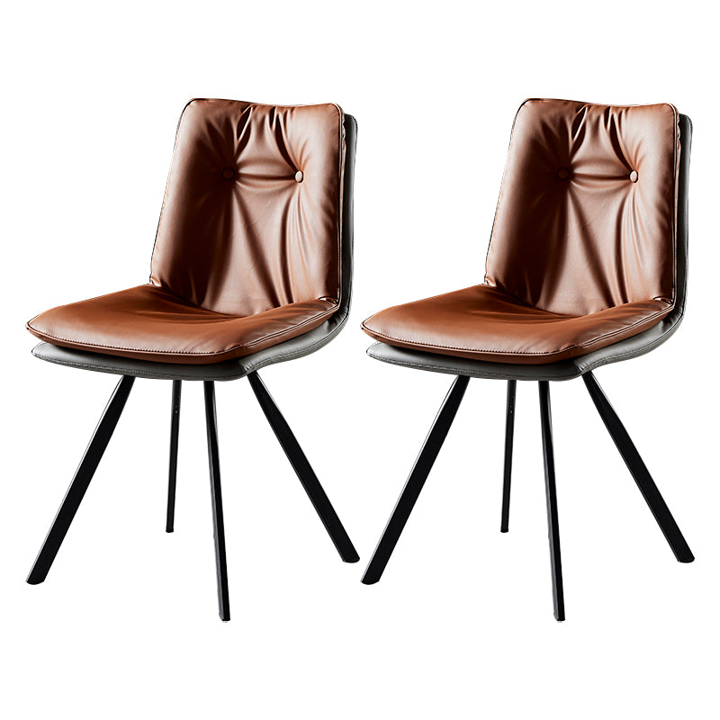 Chaises de salle à manger en cuir de style scandinave, chaise rembourrée à dossier solide pour un usage domestique (Ensemble de 2)